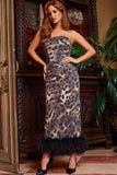 Jovani Evening Dress Jovani 24104 Print Strapless Feather Hem Evening Dress