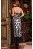 Jovani Evening Dress Jovani 24104 Print Strapless Feather Hem Evening Dress