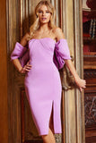 Jovani Evening Dress Jovani 24280 Lilac Knee Length Fitted Cocktail Dress