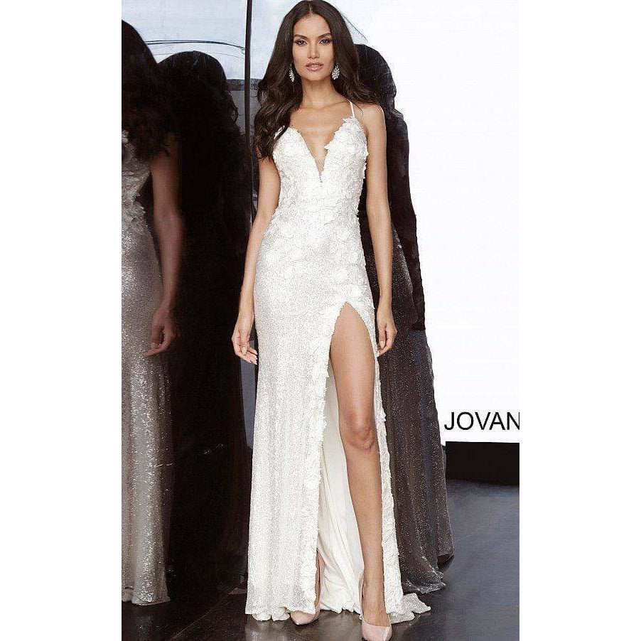 Jovani 1012 Floral Appliques Backless Prom Dress - NorasBridalBoutiqueNY