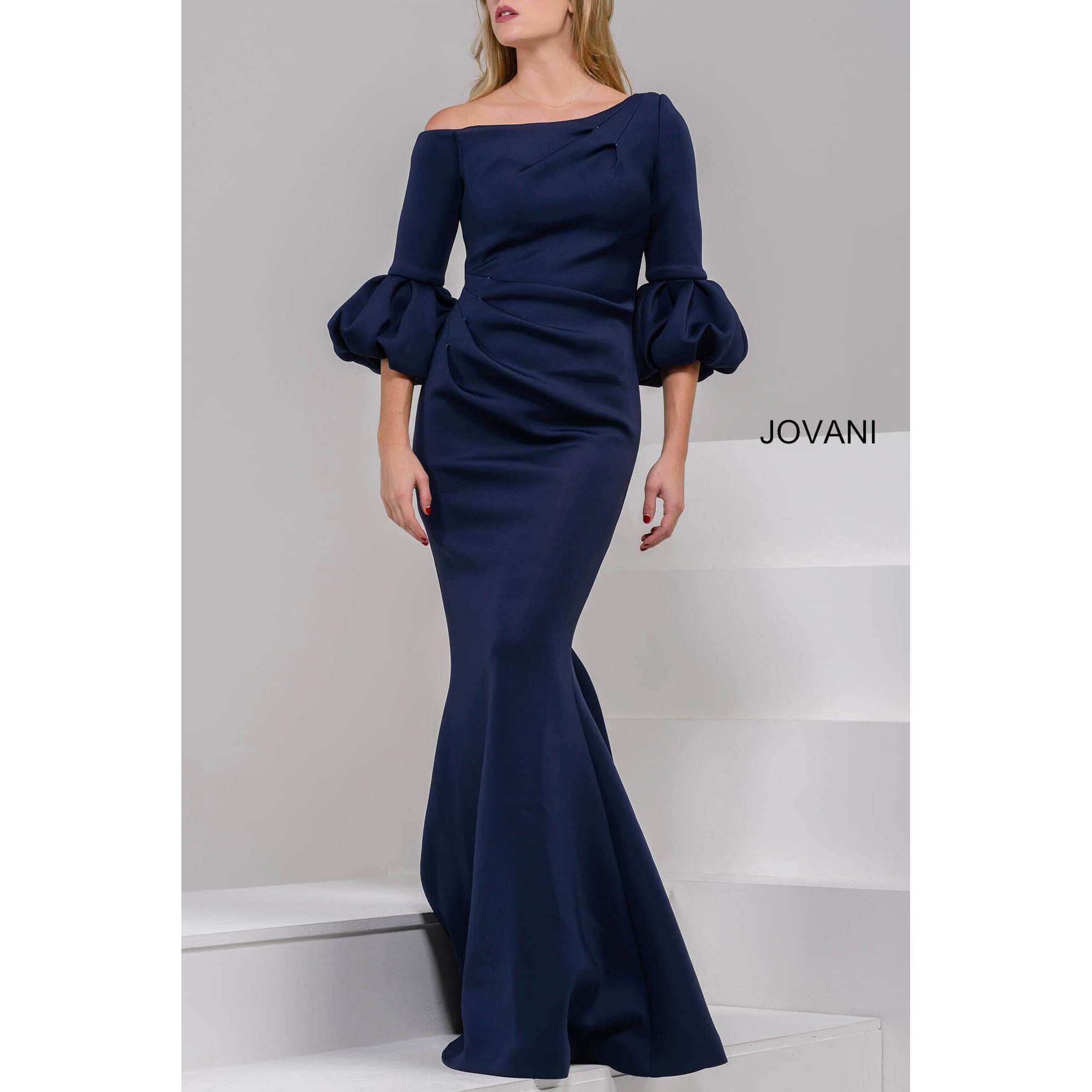 Jovani Evening Gown Jovani 39739 Off The Shoulder Scuba Mother of the Bride Dress