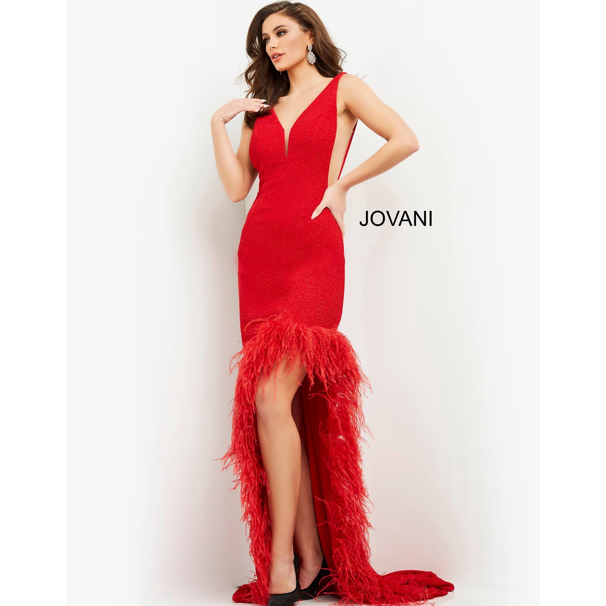 Jovani Evening Gowns Jovani 06605 Evening Feather Gown