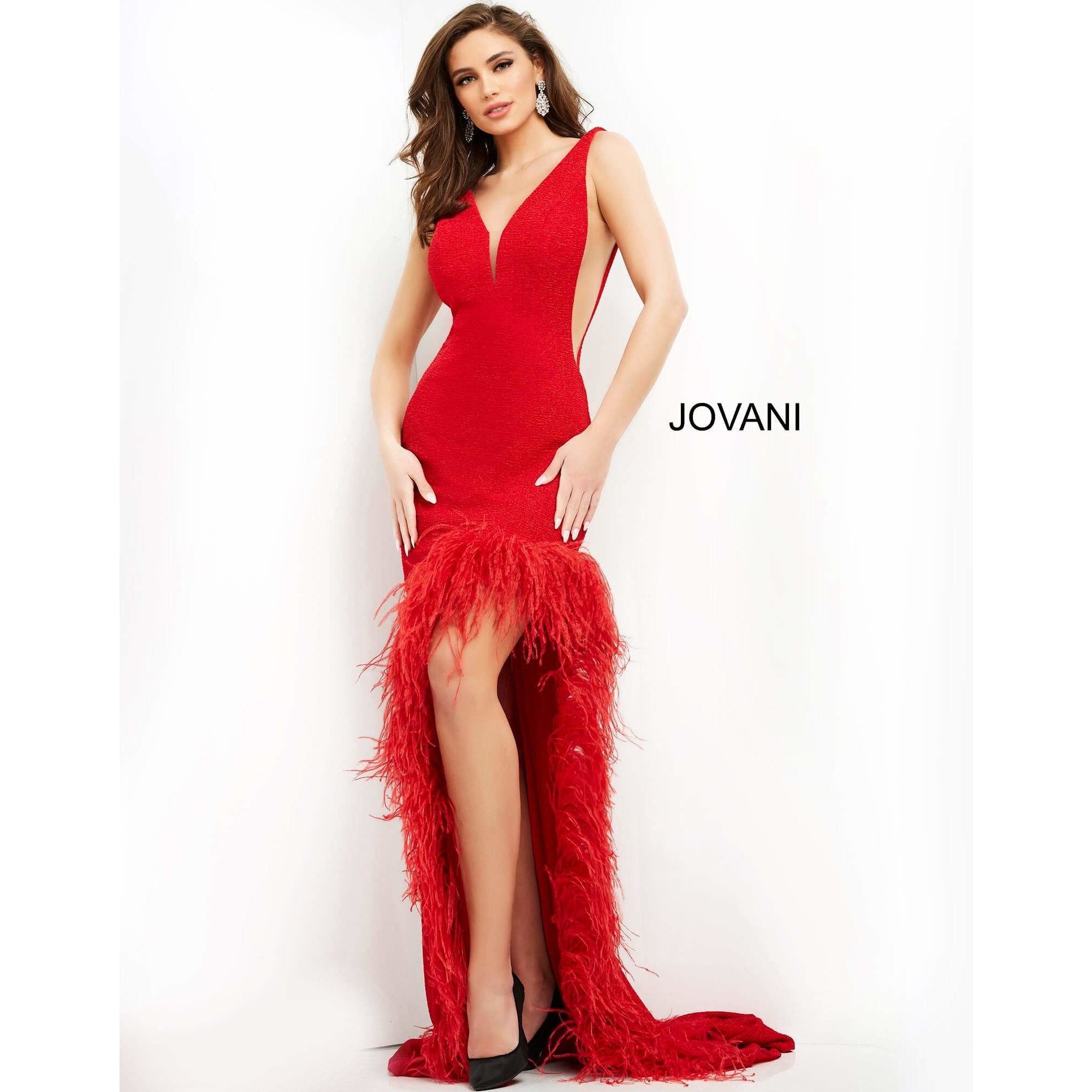 Jovani Evening Gowns Jovani 06605 Evening Feather Gown