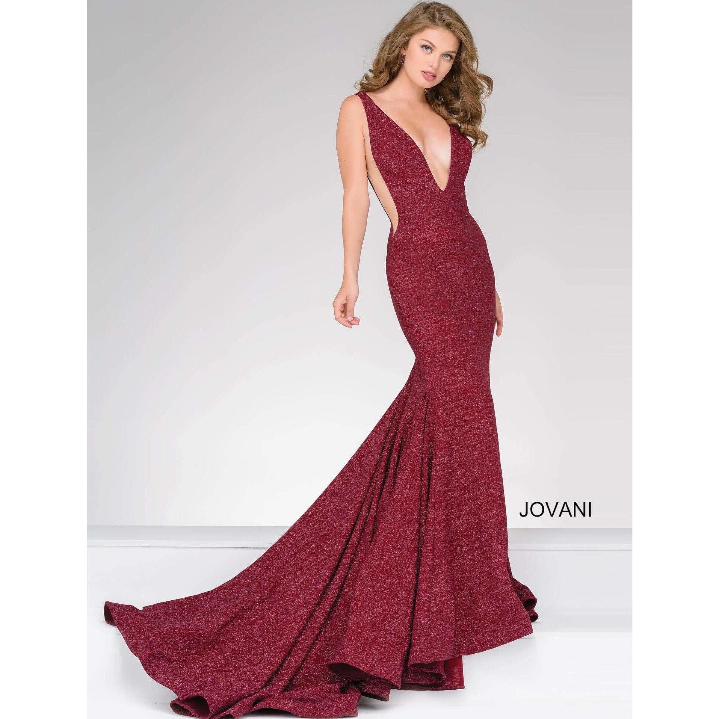 Jovani Prom Dress Burgundy Fitted Jovani Prom Gown 47075