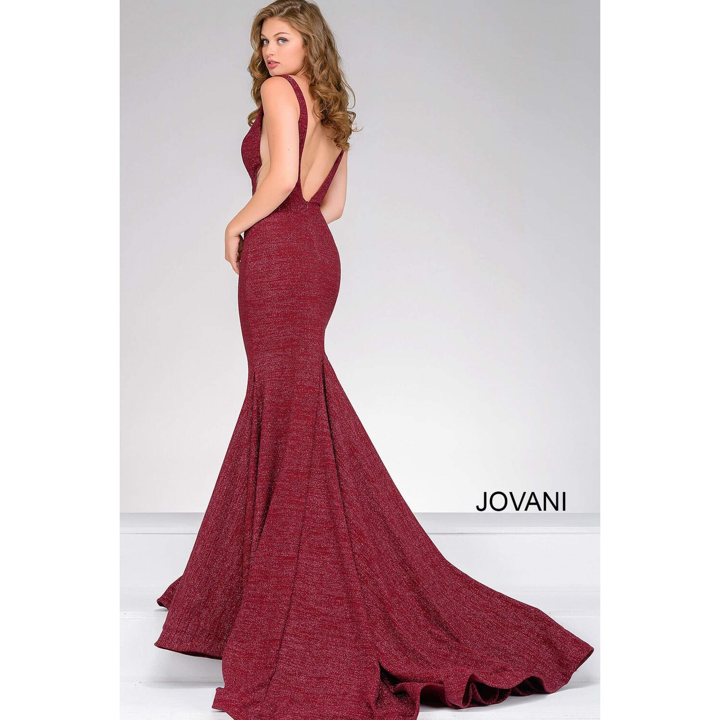 Jovani Prom Dress Burgundy Fitted Jovani Prom Gown 47075