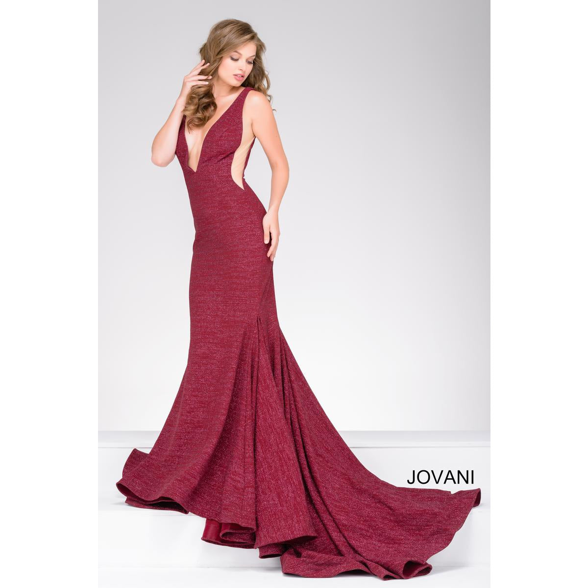 Jovani Prom Dress Burgundy Fitted Jovani Prom Gown 47075