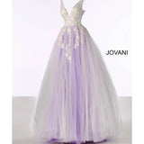 Jovani Prom Dress Copy of Jovani 06426 Red Floral Appliques High Slit Prom Dress