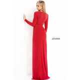 Jovani Prom Dress Emerald Beaded Plunging Neckline Jersey Jovani Dress 3058