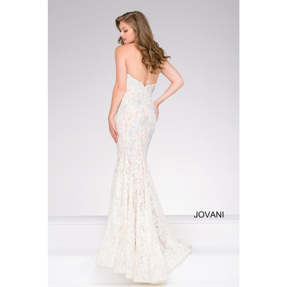Jovani 06451  Ivory Embellished Lace Sheath Dress