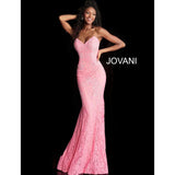 Jovani Prom Dress Fitted Strapless Lace Formal Dress 37334