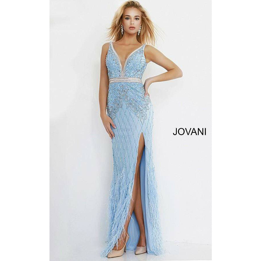 Jovani Prom Dress Ivory Embellished V Neck Fitted Jovani Dress 55796