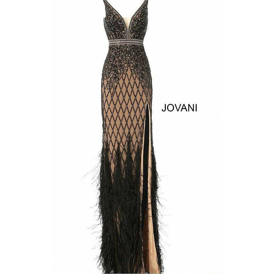 Jovani Prom Dress Ivory Embellished V Neck Fitted Jovani Dress 55796