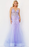 Jovani Prom Dress JOVANI  05839 Beaded Floral Applique Corset Bodice  Mermaid Gown