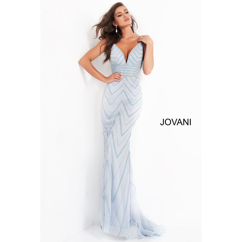 Jovani Prom Dress Jovani 2267 Beaded V Neck Prom Dress