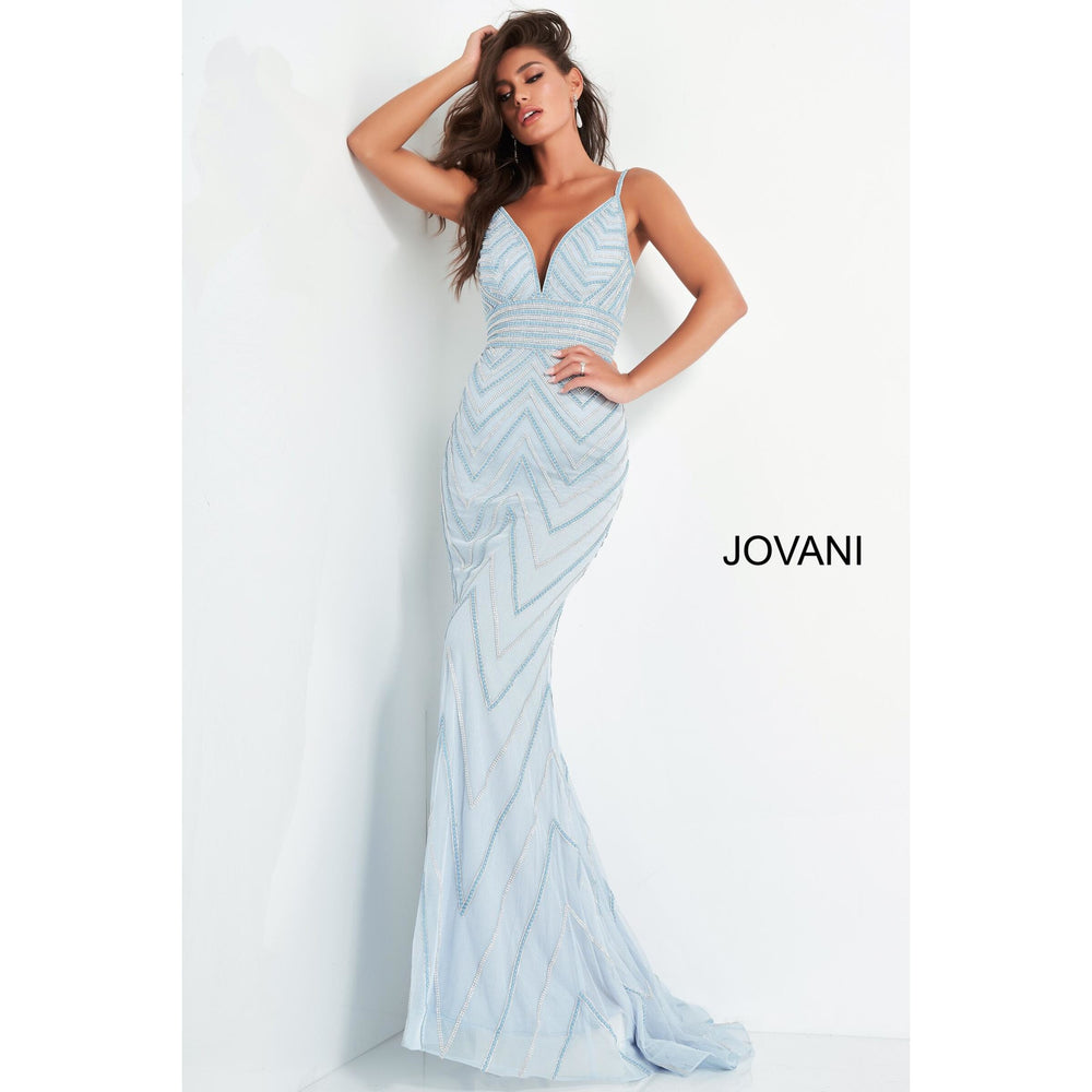 Jovani Prom Dress Jovani 2267 Beaded V Neck Prom Dress