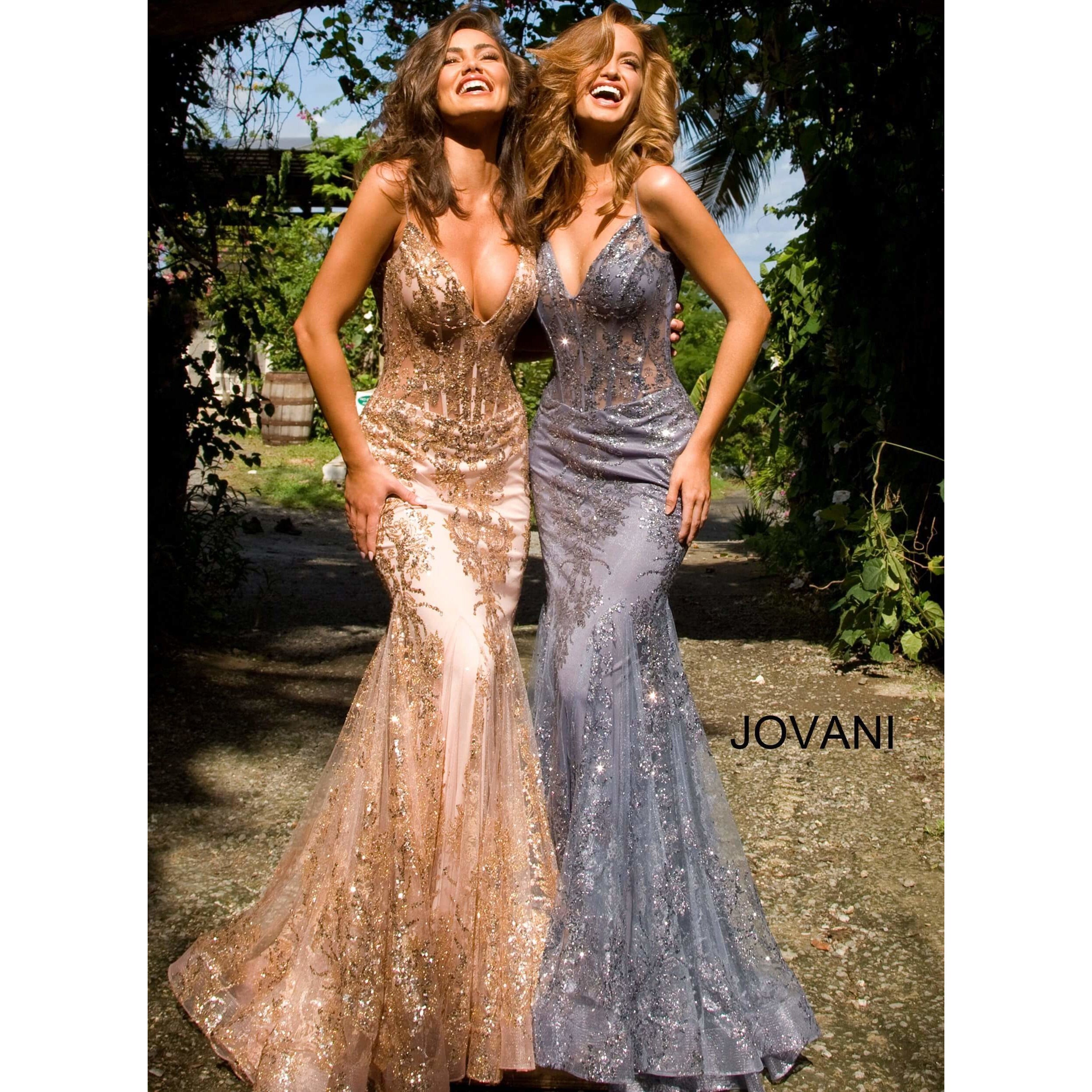 Jovani Prom Dress Jovani 3675 Spaghetti Straps Embellished Dress