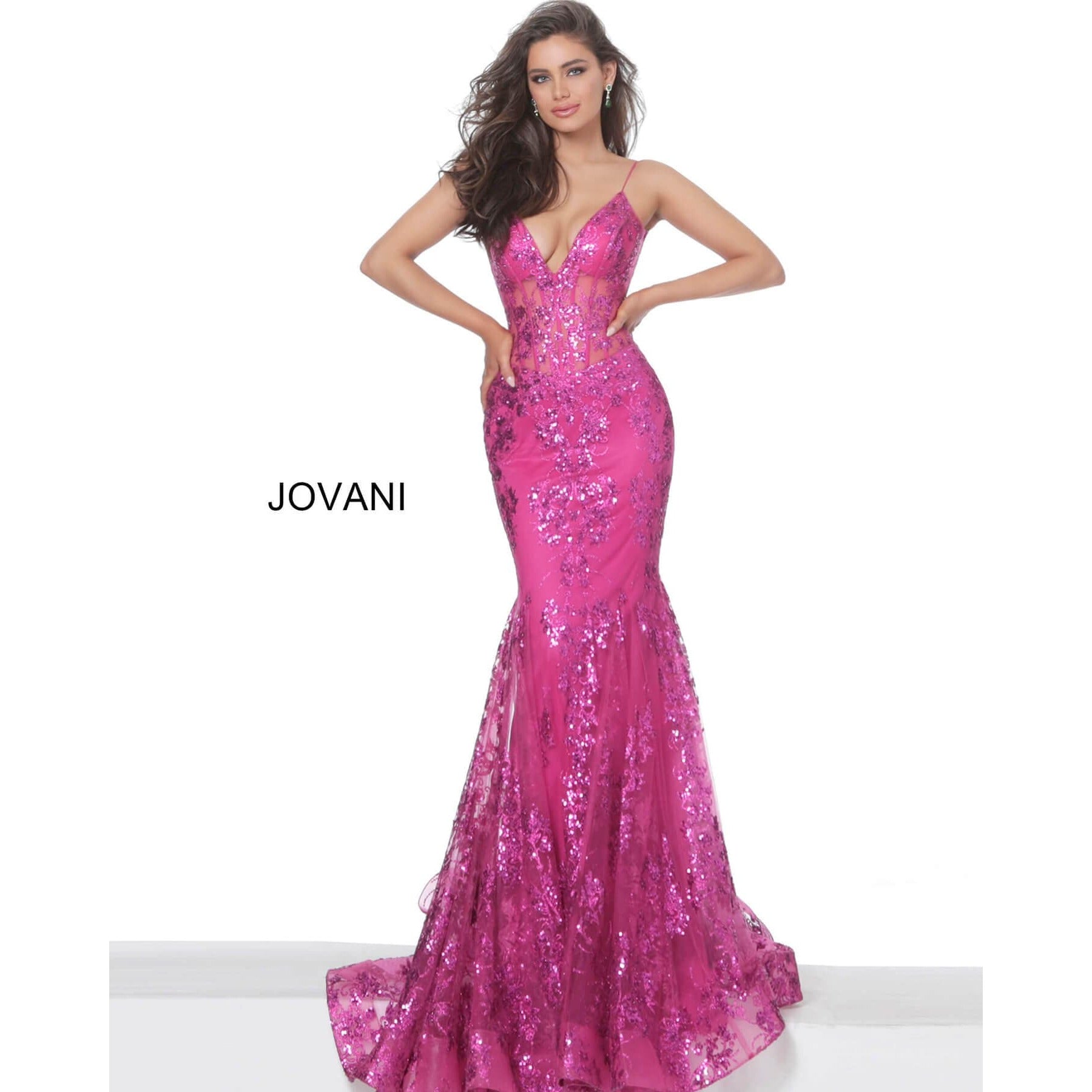 Jovani Prom Dress Jovani 3675 Spaghetti Straps Embellished Dress