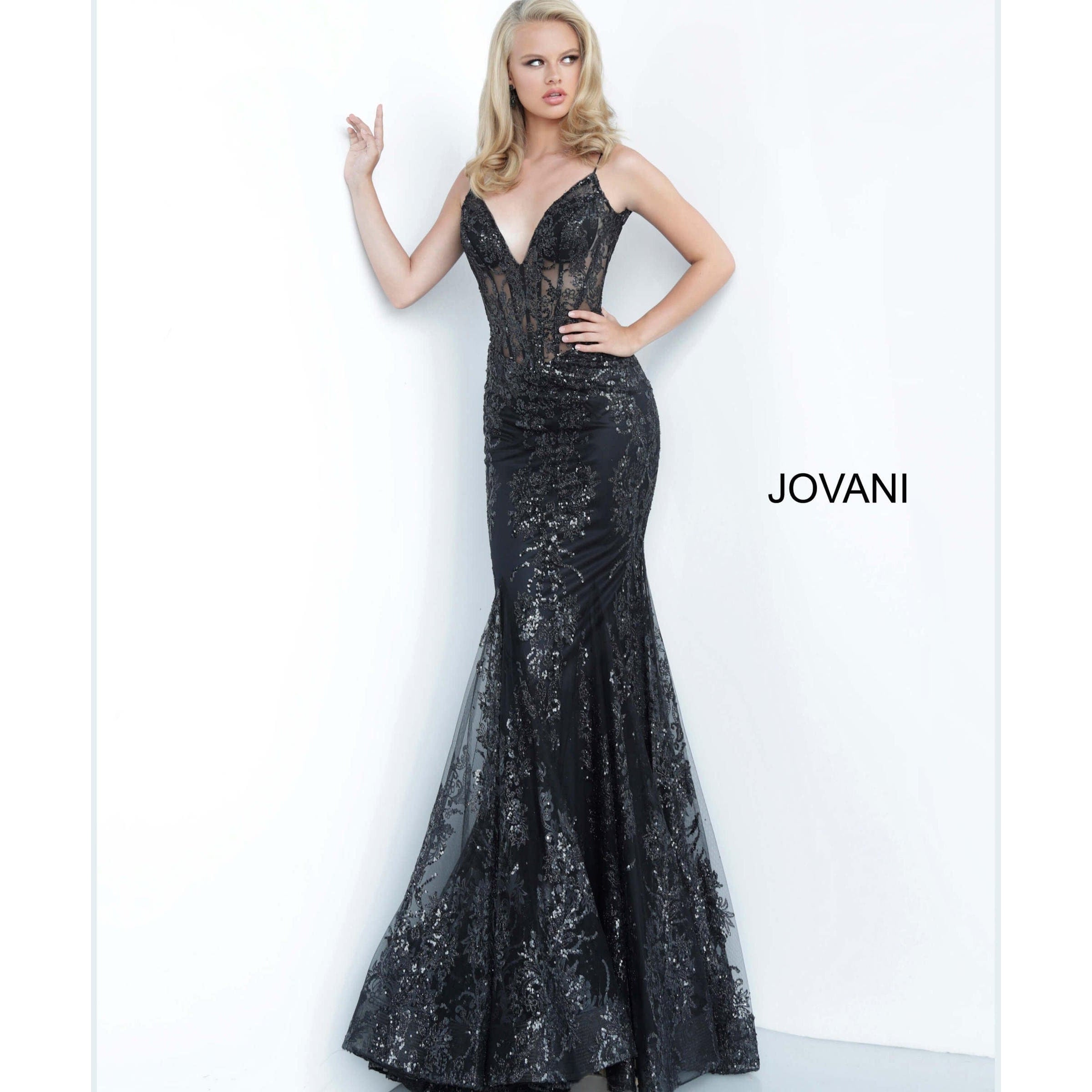 Jovani Prom Dress Jovani 3675 Spaghetti Straps Embellished Dress