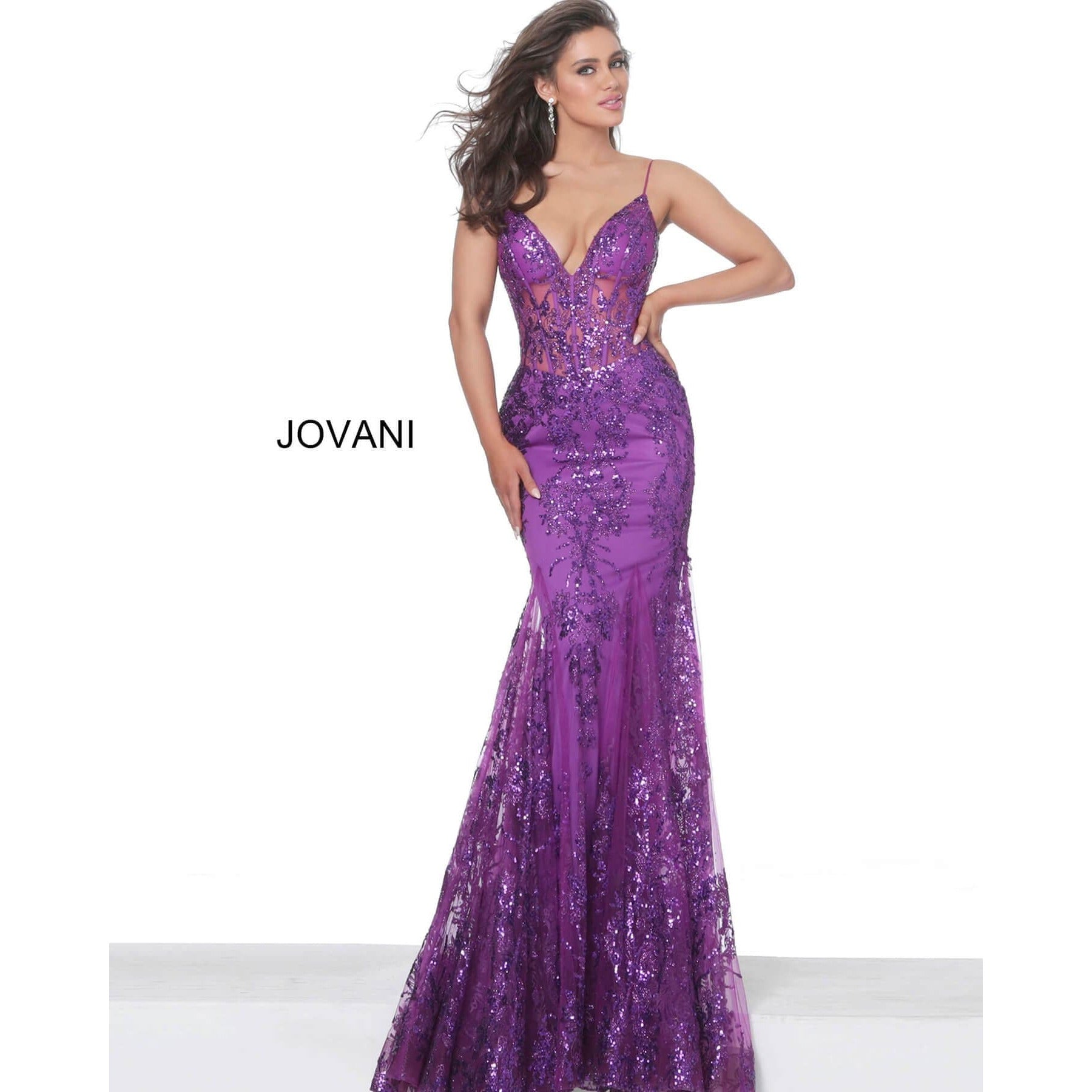 Jovani Prom Dress Jovani 3675 Spaghetti Straps Embellished Dress