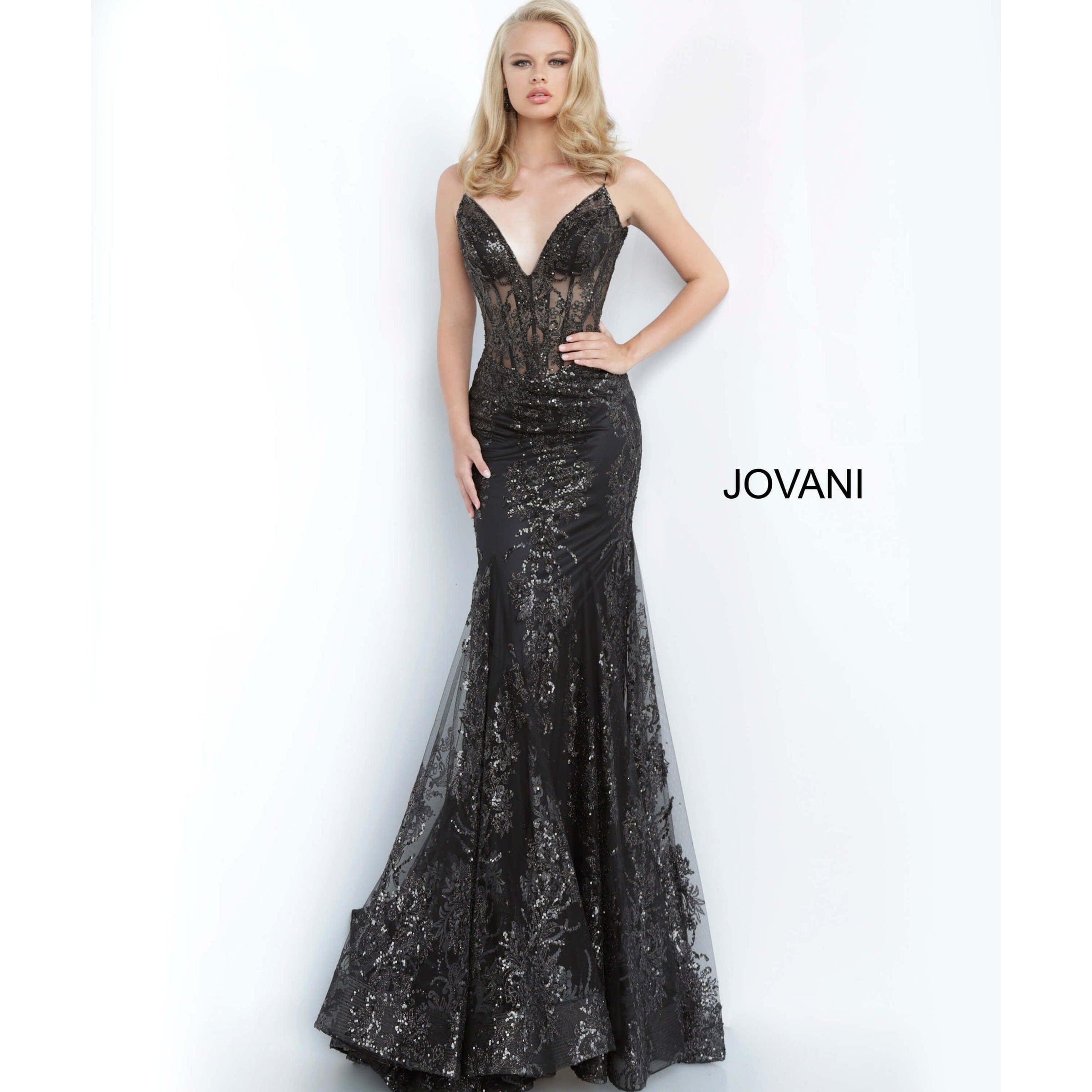 Jovani Prom Dress Jovani 3675 Spaghetti Straps Embellished Dress