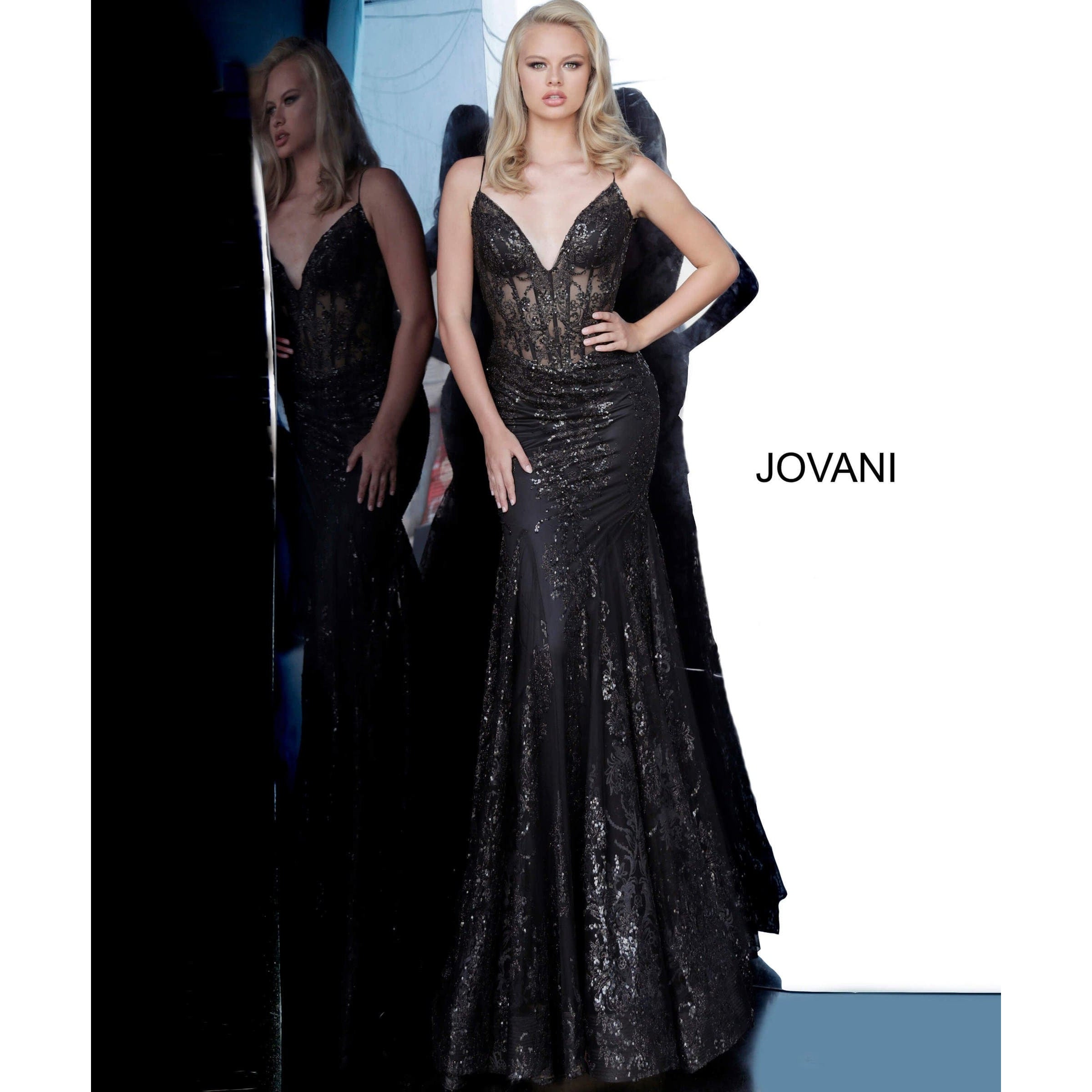 Jovani Prom Dress Jovani 3675 Spaghetti Straps Embellished Dress