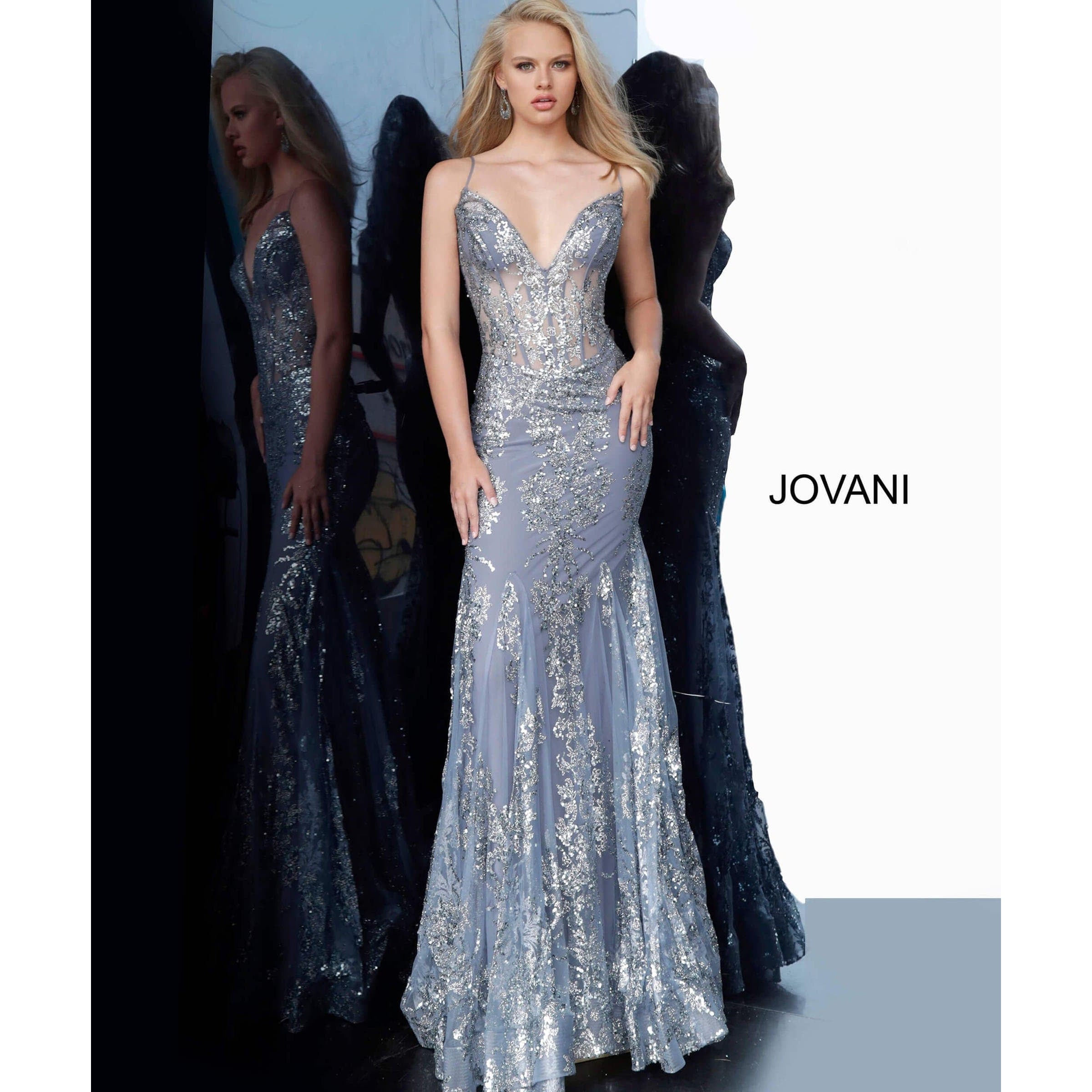 Jovani Prom Dress Jovani 3675 Spaghetti Straps Embellished Dress