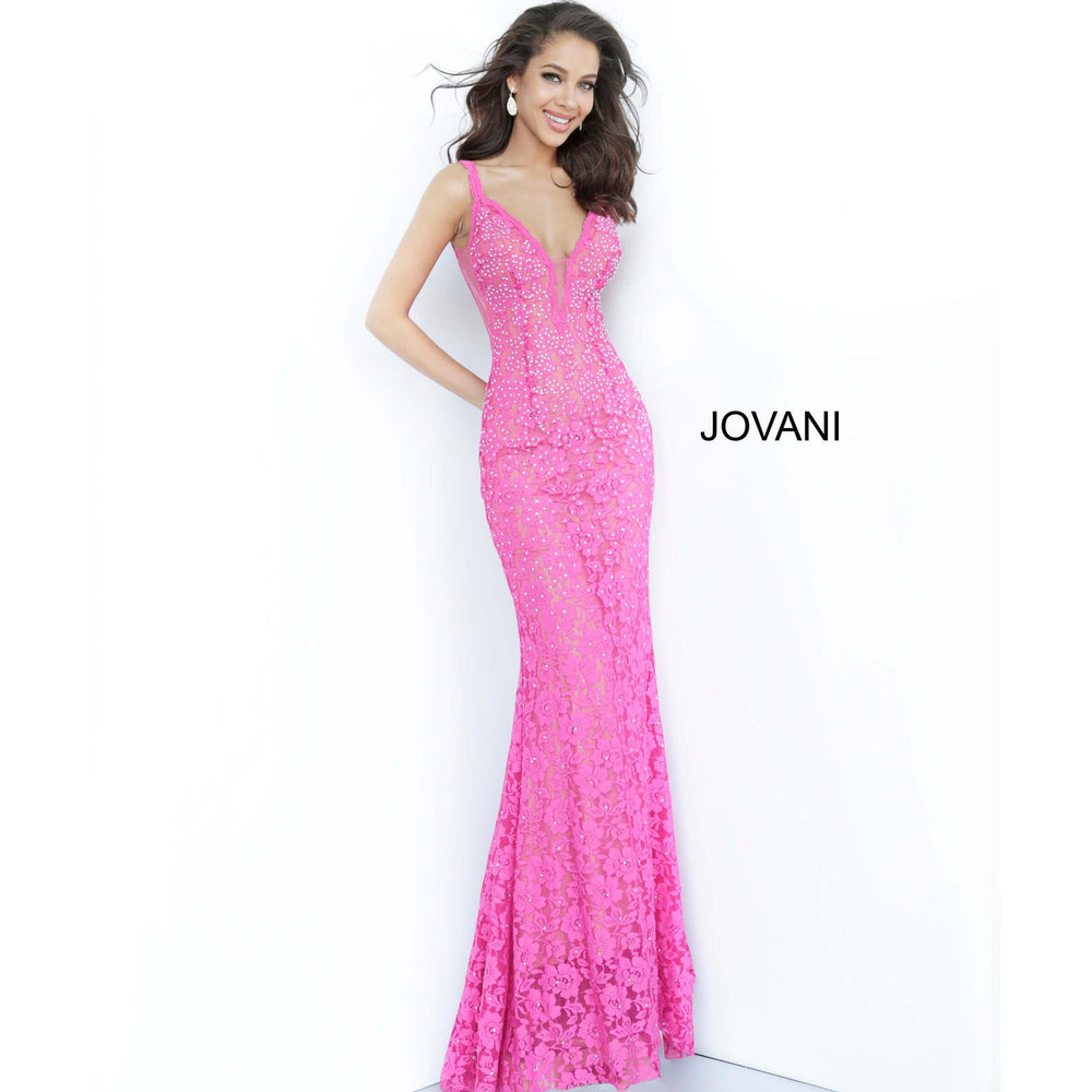 Jovani Prom Dress Jovani 48994 Light Blue Lace Sheath Prom Dress