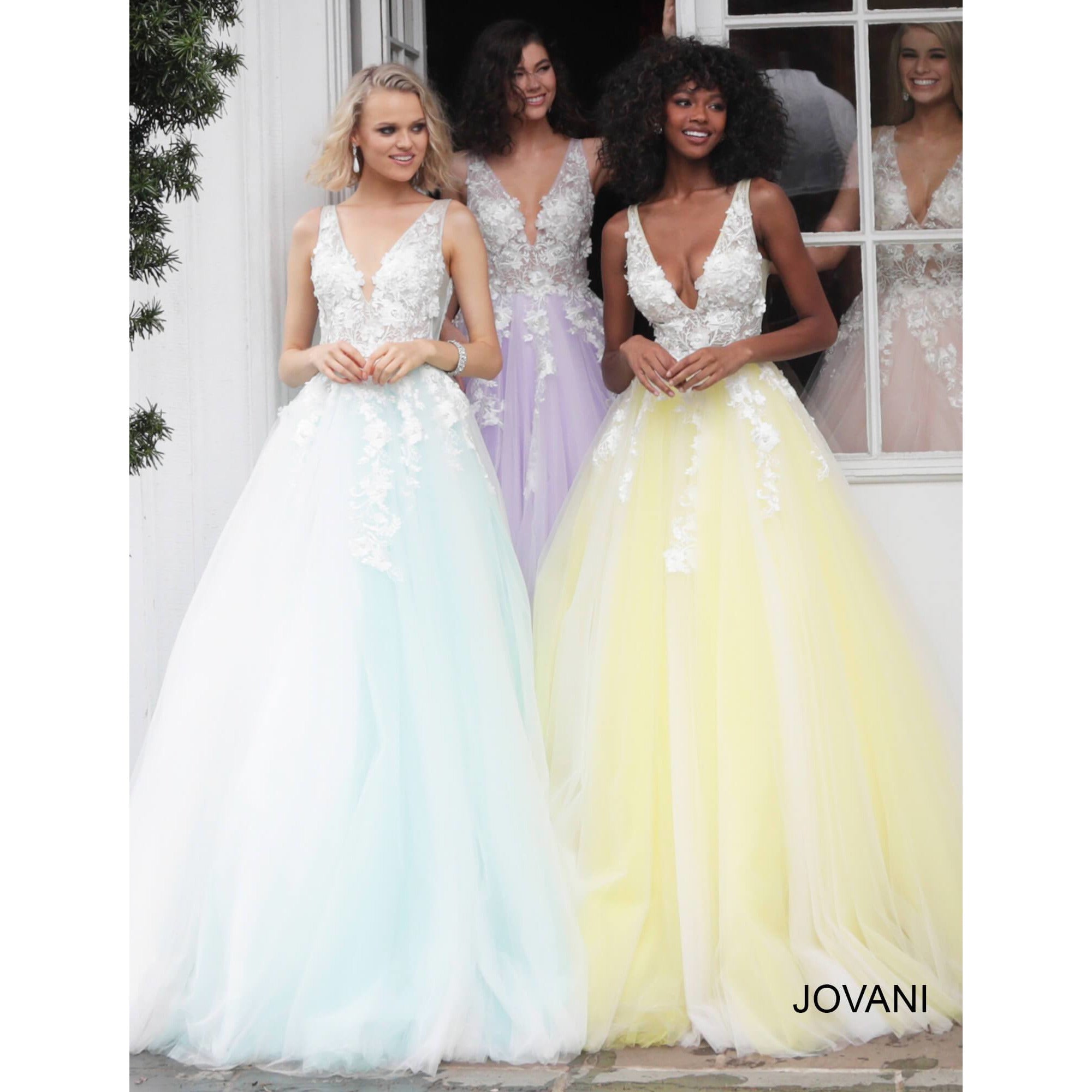 Jovani Prom Dress Jovani 55634 Floral Appliques Prom Dress 2020