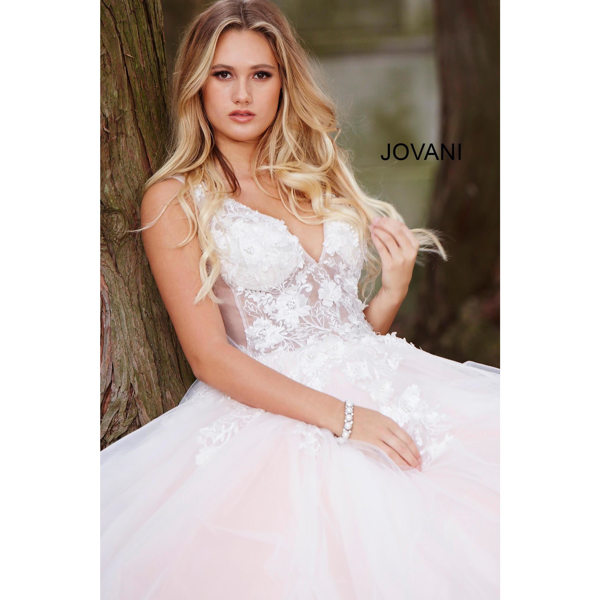 Jovani Prom Dress Jovani 55634 Floral Appliques Prom Dress 2020