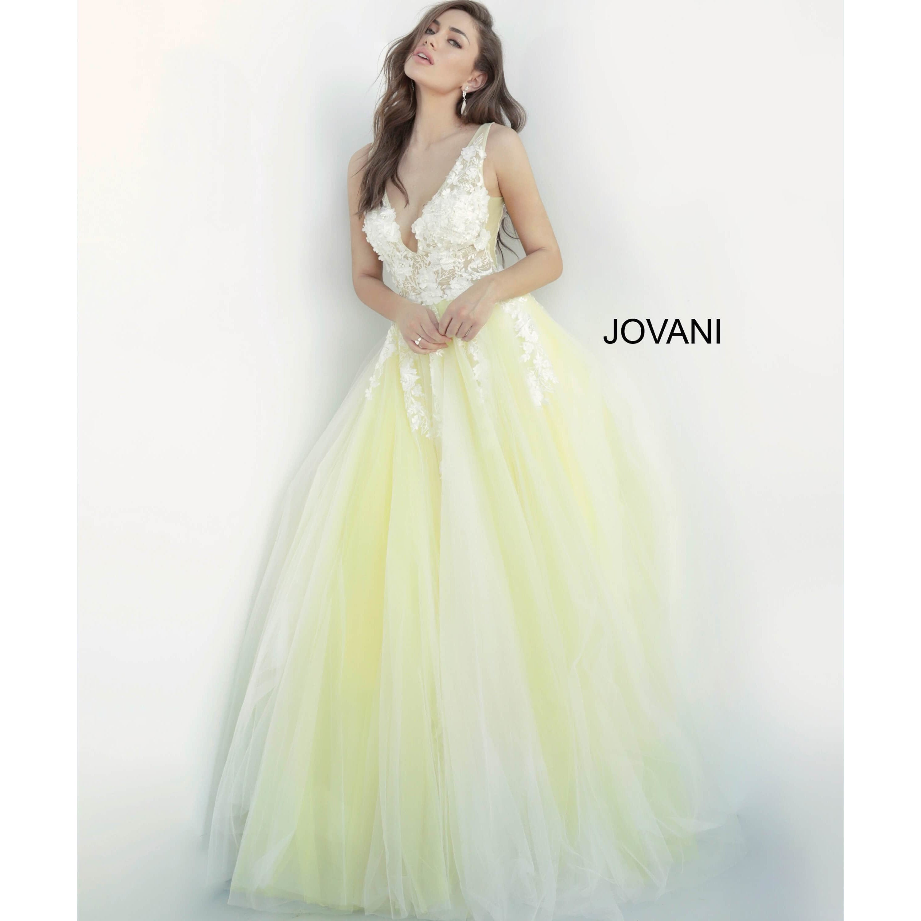 Jovani Prom Dress Jovani 55634 Floral Appliques Prom Dress 2020