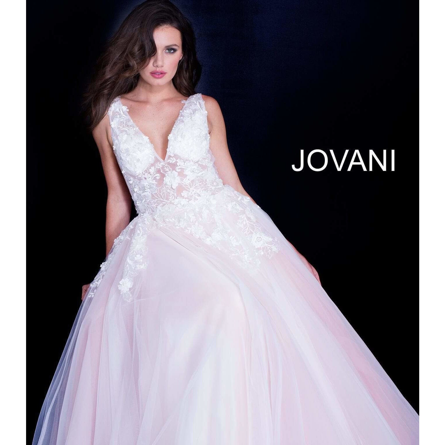 Jovani Prom Dress Jovani 55634 Floral Appliques Prom Dress 2020