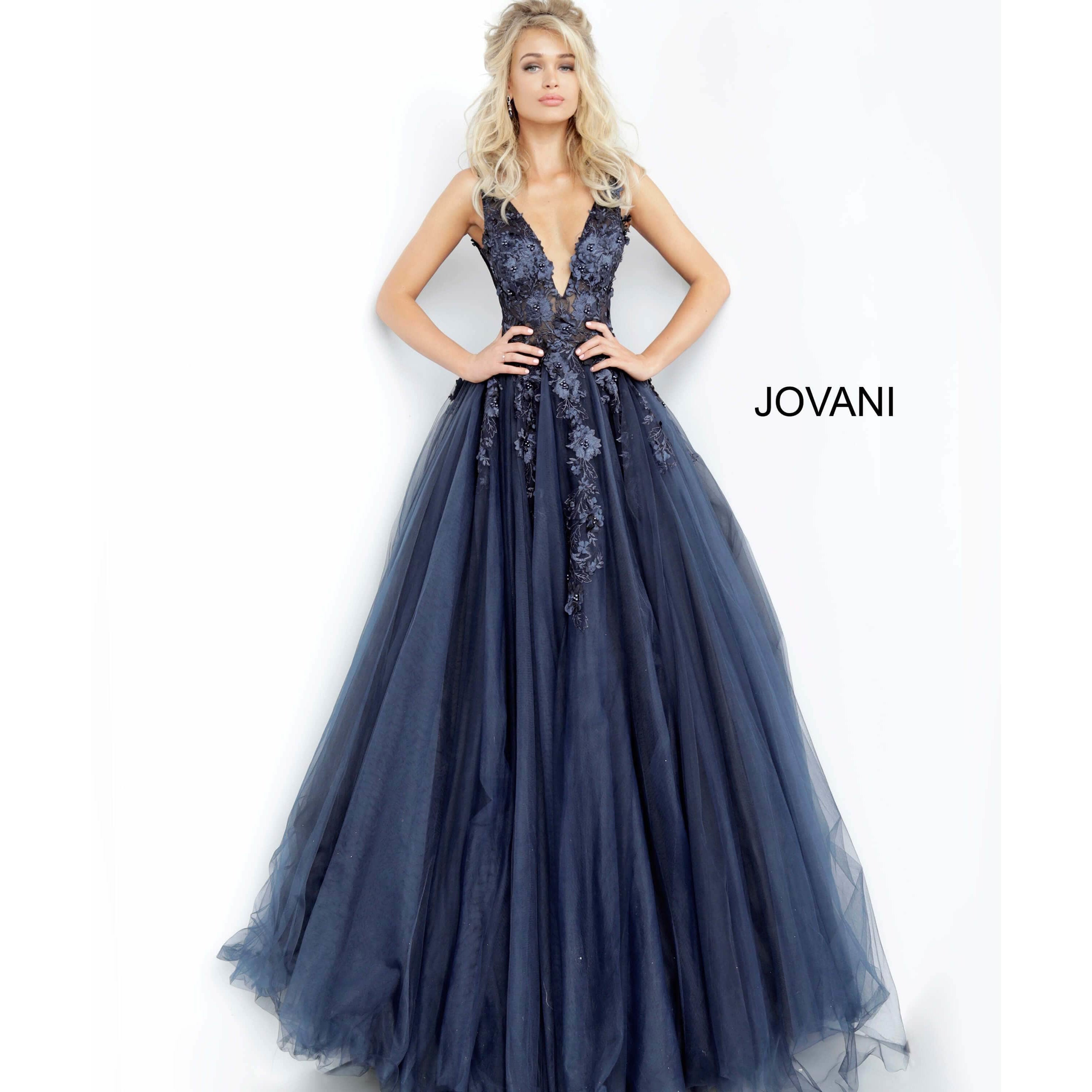 Jovani Prom Dress Jovani 55634 Floral Appliques Prom Dress 2020