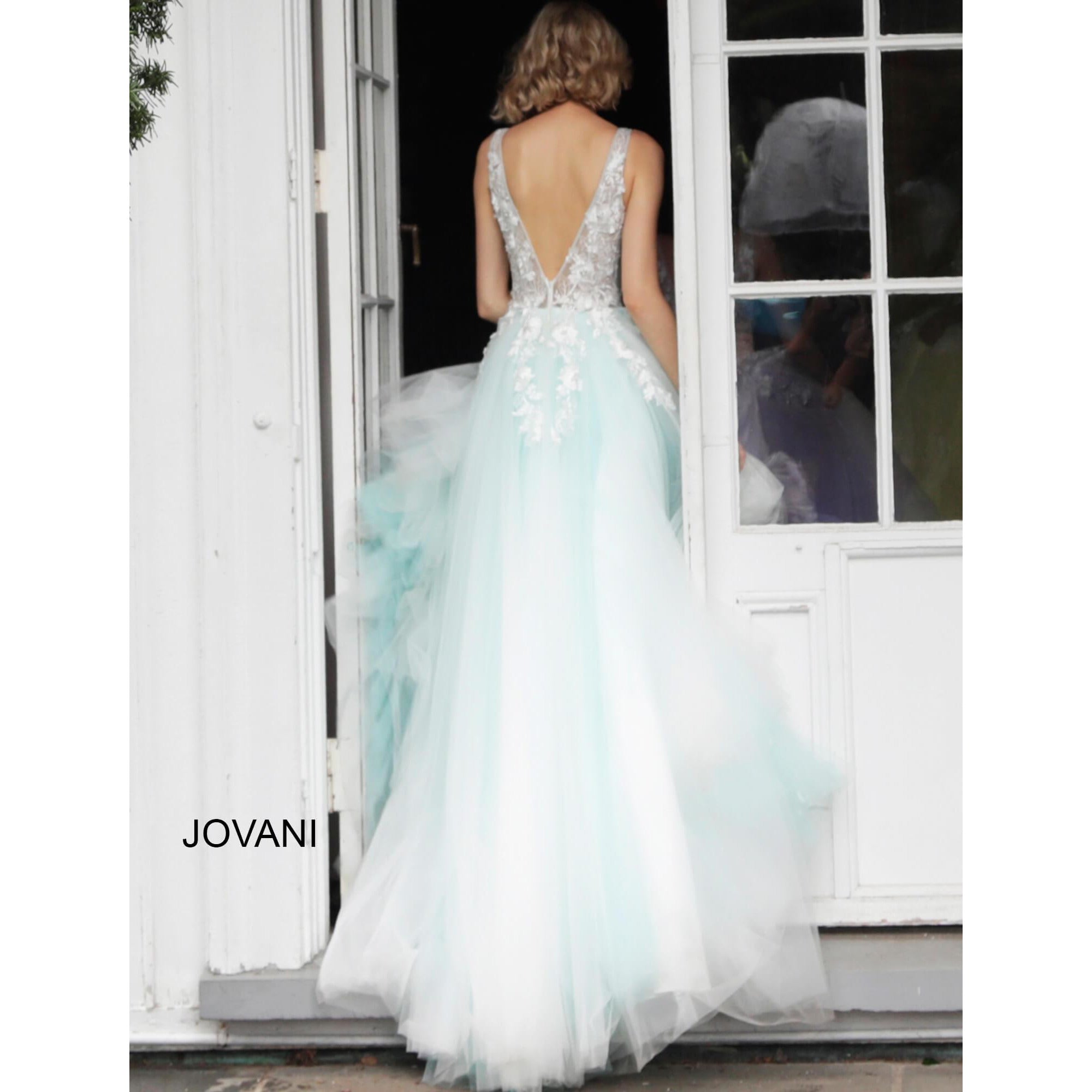 Jovani Prom Dress Jovani 55634 Floral Appliques Prom Dress 2020