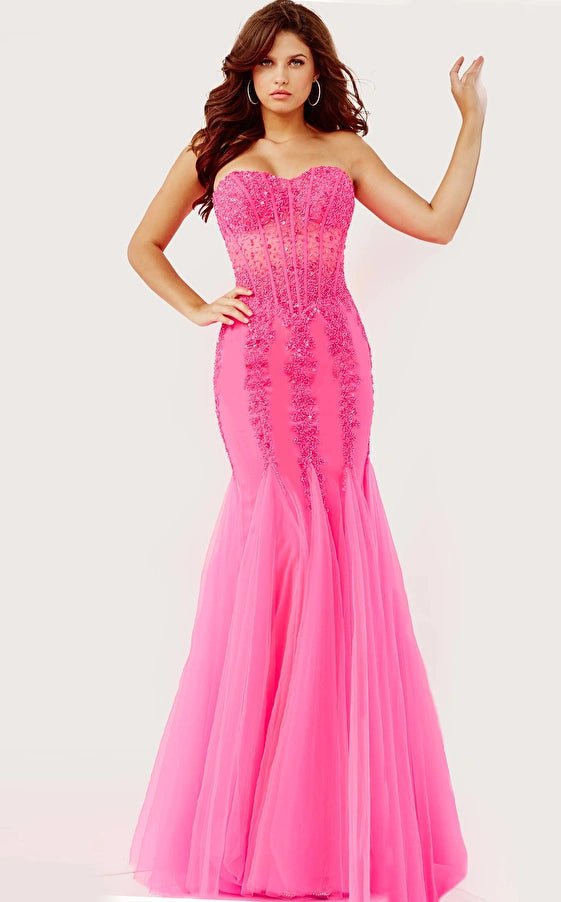 Jovani Prom Dress Jovani 5908 Embellished Strapless Prom Dress