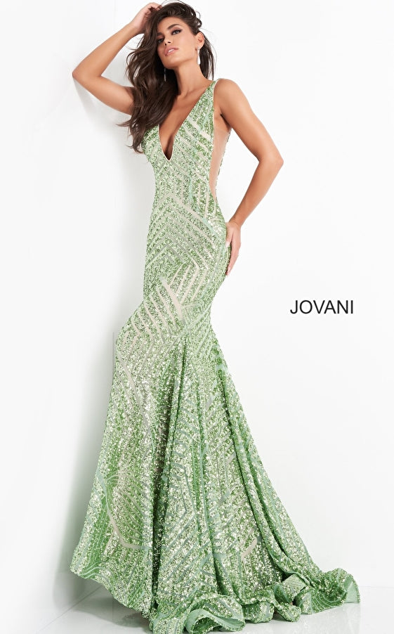 Jovani Prom Dress Jovani 59762 Embellished Low V Prom Dress