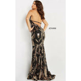 Jovani Prom Dress Jovani Black Gold Halter Neck Sequin Prom Dress 06547