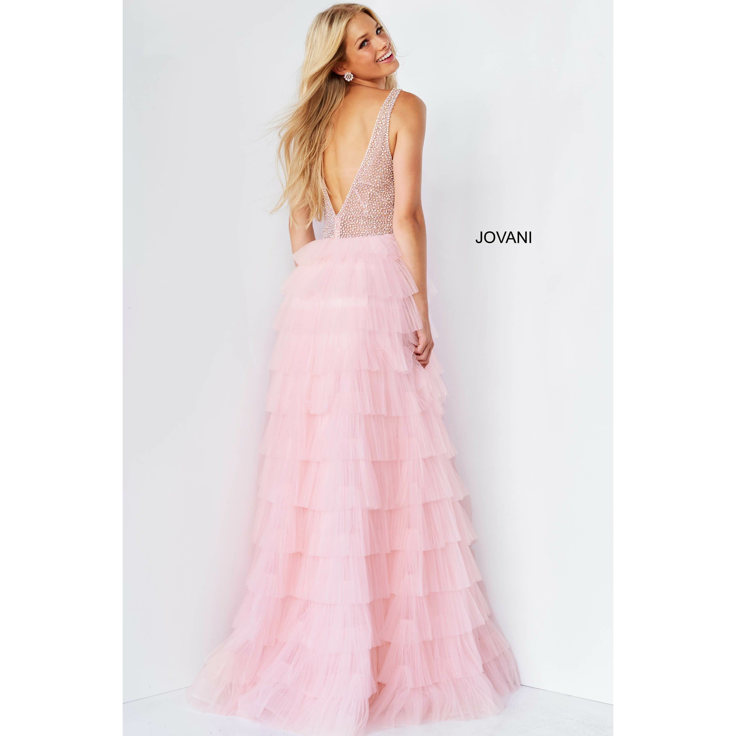 Jovani Prom Dress Jovani Blush Embellished Bodice Tulle Prom Ballgown 07235