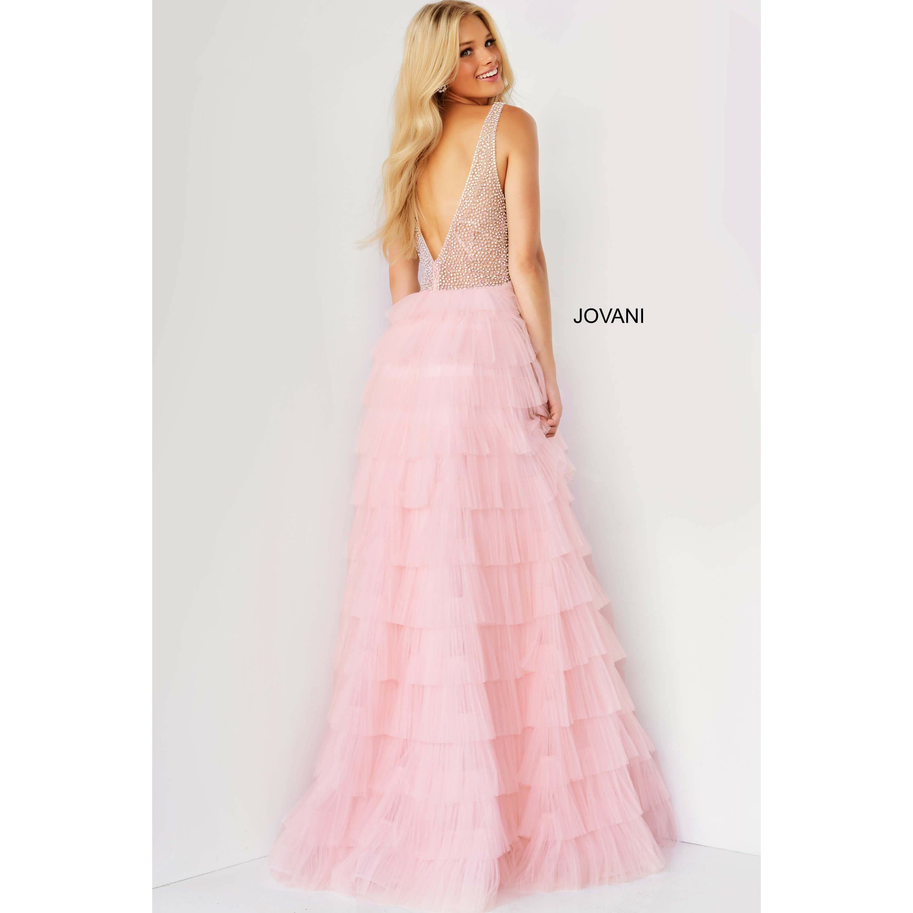 Jovani Prom Dress Jovani Blush Embellished Bodice Tulle Prom Ballgown 07235