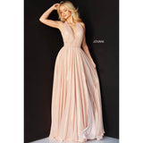 Jovani Prom Dress Jovani Blush Halter Neckline Maxi Prom Dress 07247