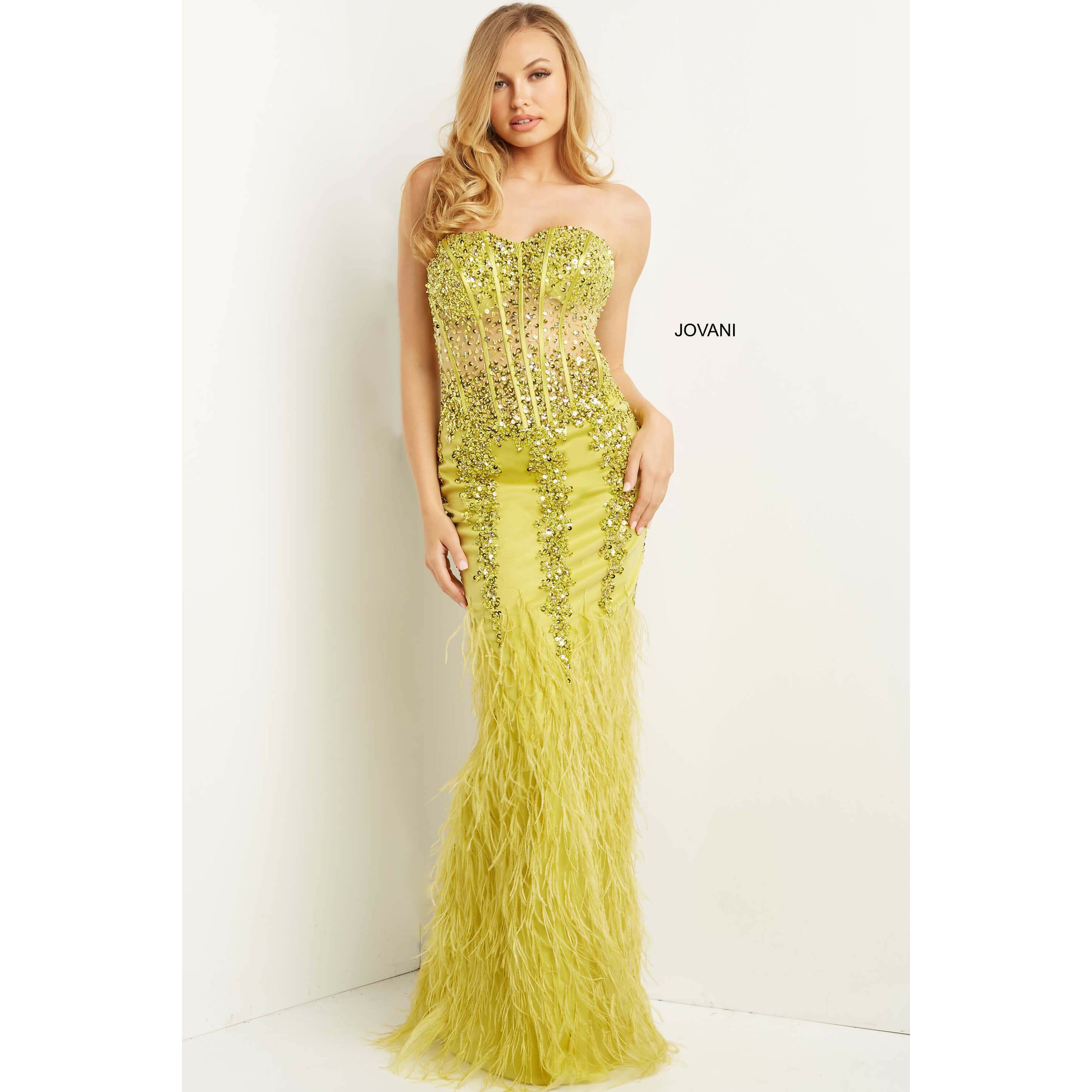 Jovani Prom Dress Jovani Emerald Embellished Sweetheart Neck Prom Dress 08142