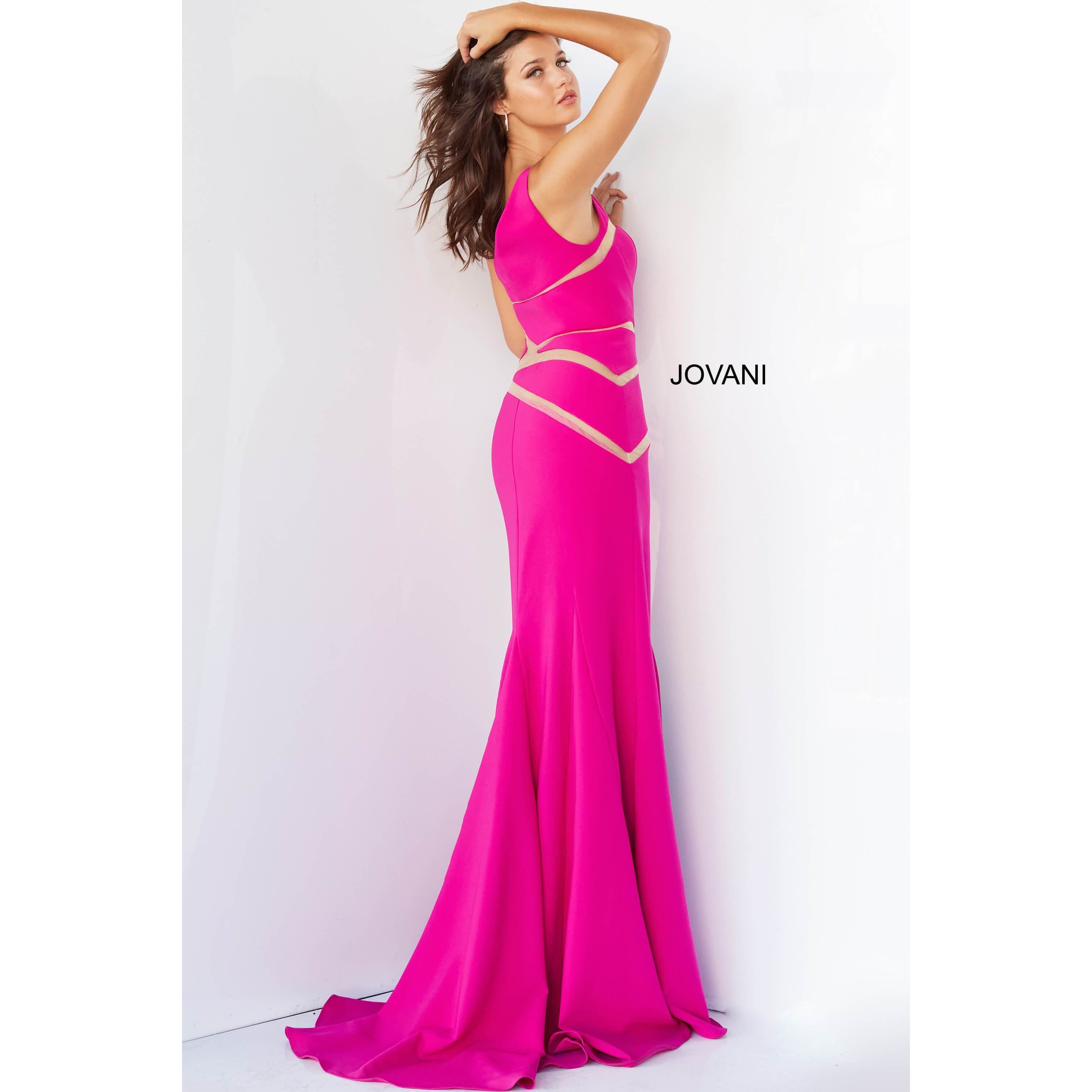 Jovani Prom Dress Jovani Fuchsia High Slit Sexy Long Prom Dress 07038