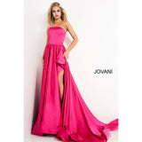Jovani Prom Dress Jovani Fuchsia High Slit Strapless Prom Gown 02563