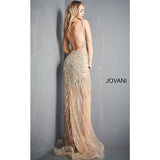 Jovani Prom Dress Jovani  Gold Silver Embellished Plunging Neckline Prom Dress