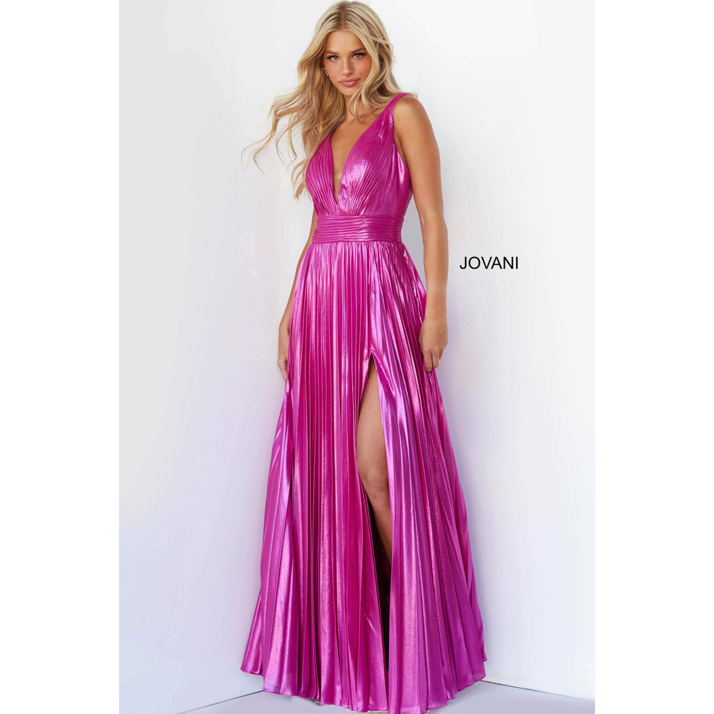 Jovani Prom Dress Jovani Hot Pink Pleated Maxi Prom Dress 2022 06220