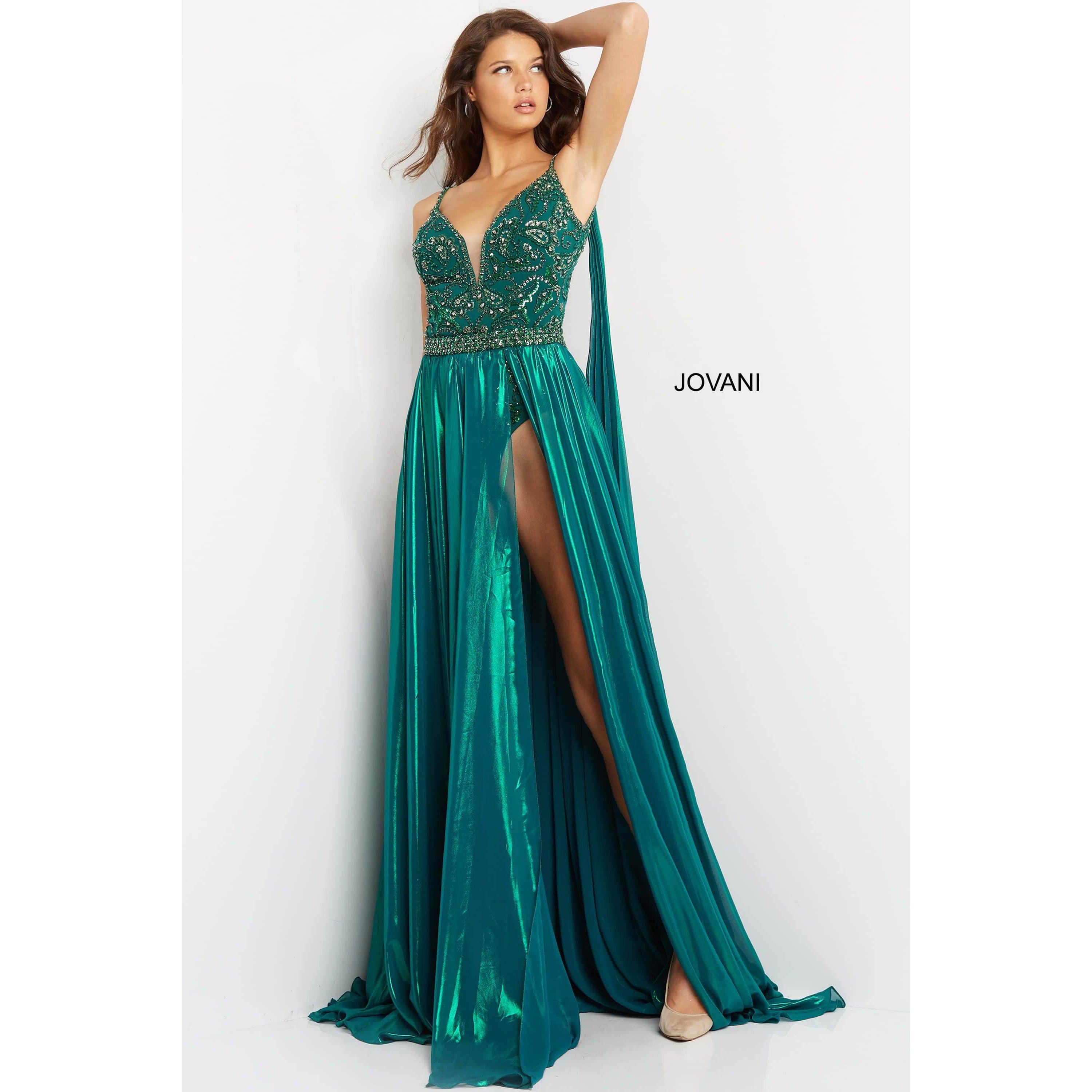 Jovani Prom Dress Jovani Hunter Open Skirt Embellished Prom Dress 07249