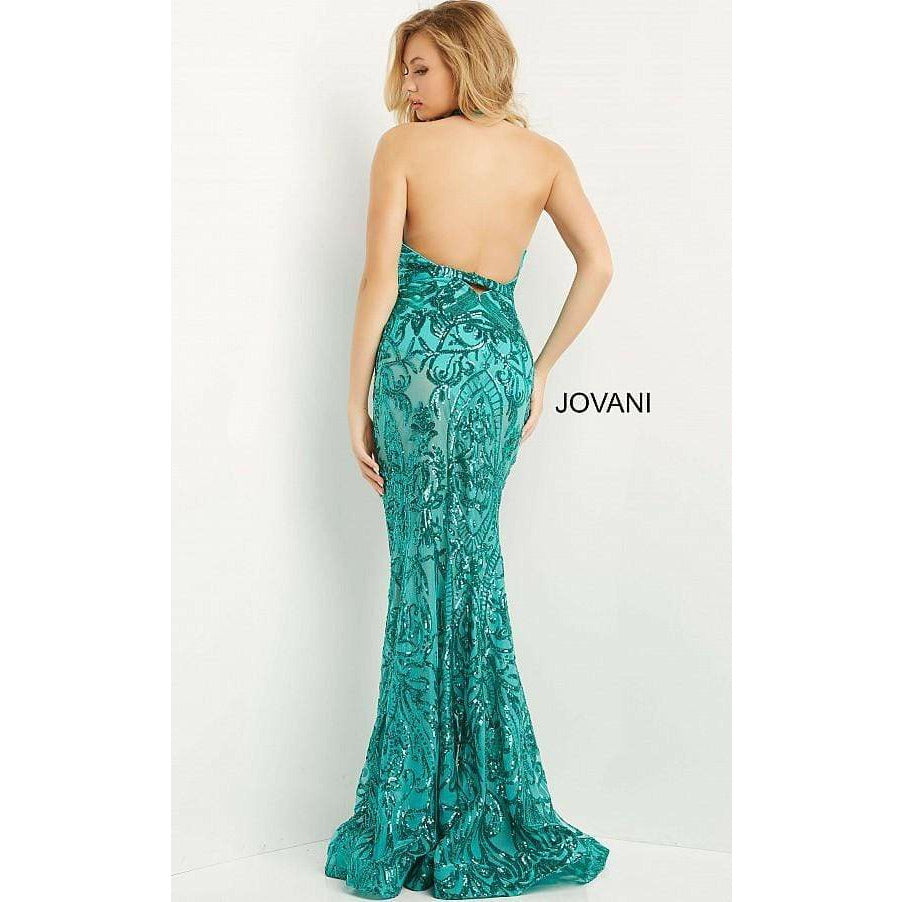 Jovani Prom Dress Jovani Jade Halter Neck Embellished Prom Dress 06528