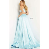 Jovani Prom Dress Jovani Light Blue Satin One Shoulder Prom Ballgown 07410