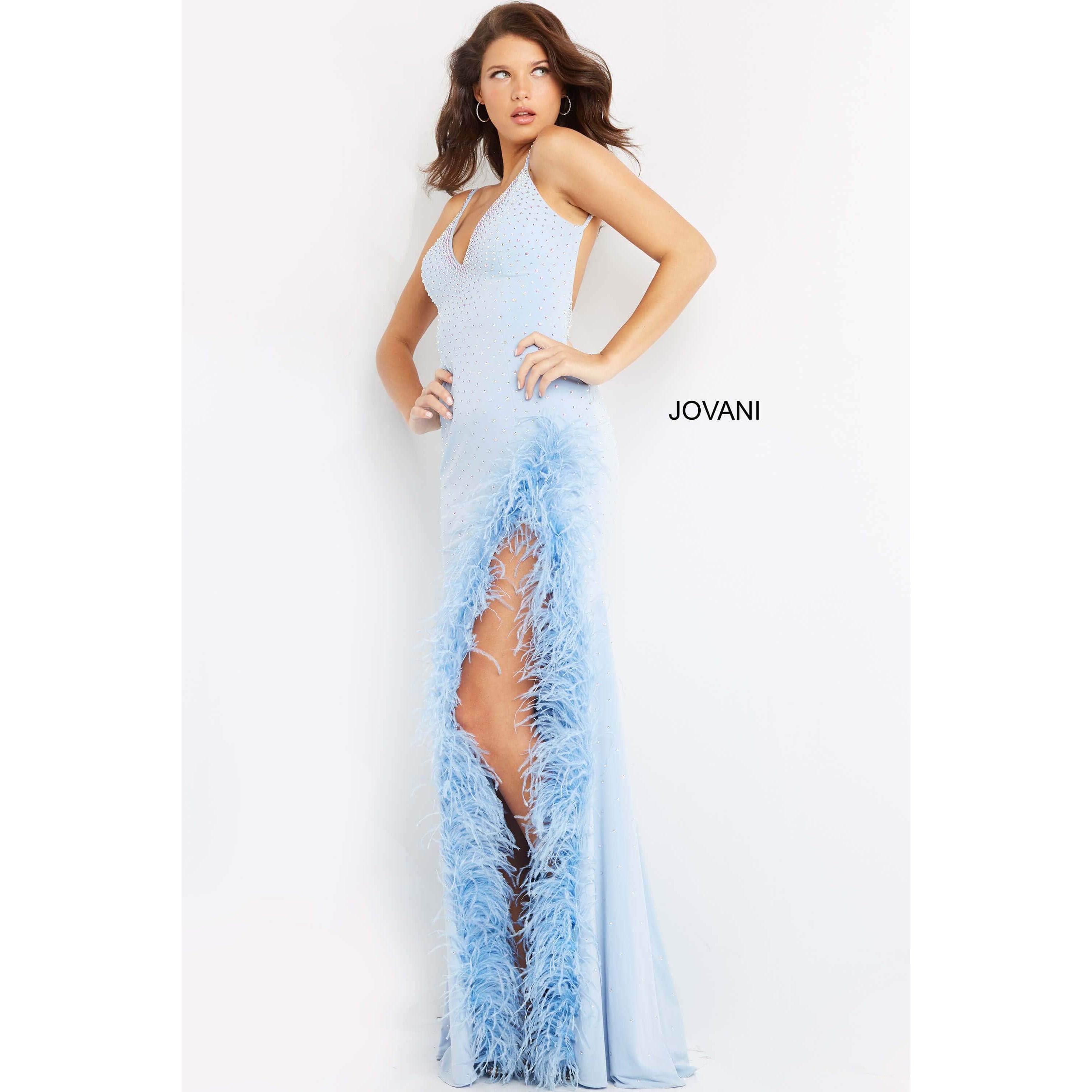 Jovani Prom Dress Jovani Lilac Embellished Low Back Prom Dress 08283