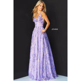 Jovani Prom Dress Jovani Lilac Embellished V Neck 2022 Prom Gown 06814