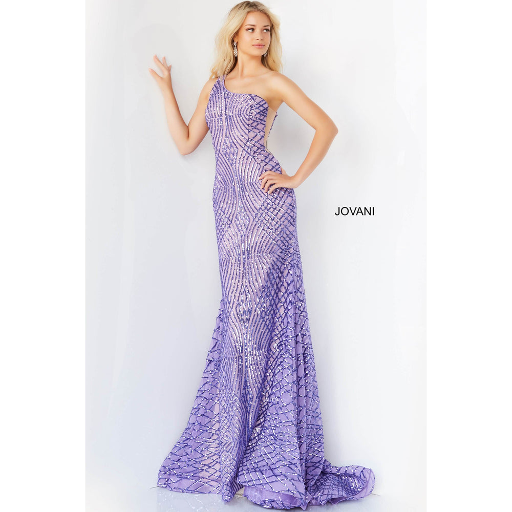 Jovani Prom Dress Jovani Lilac Sequin Embellished Prom Gown 06517
